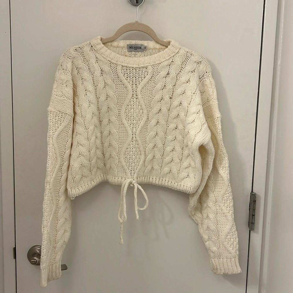 Musier Paris Cable Knit Cropped Sweater